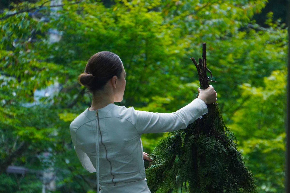 竹のオブジェ（緑） 森上 仁 作 アート・美術品・骨董品・民芸品