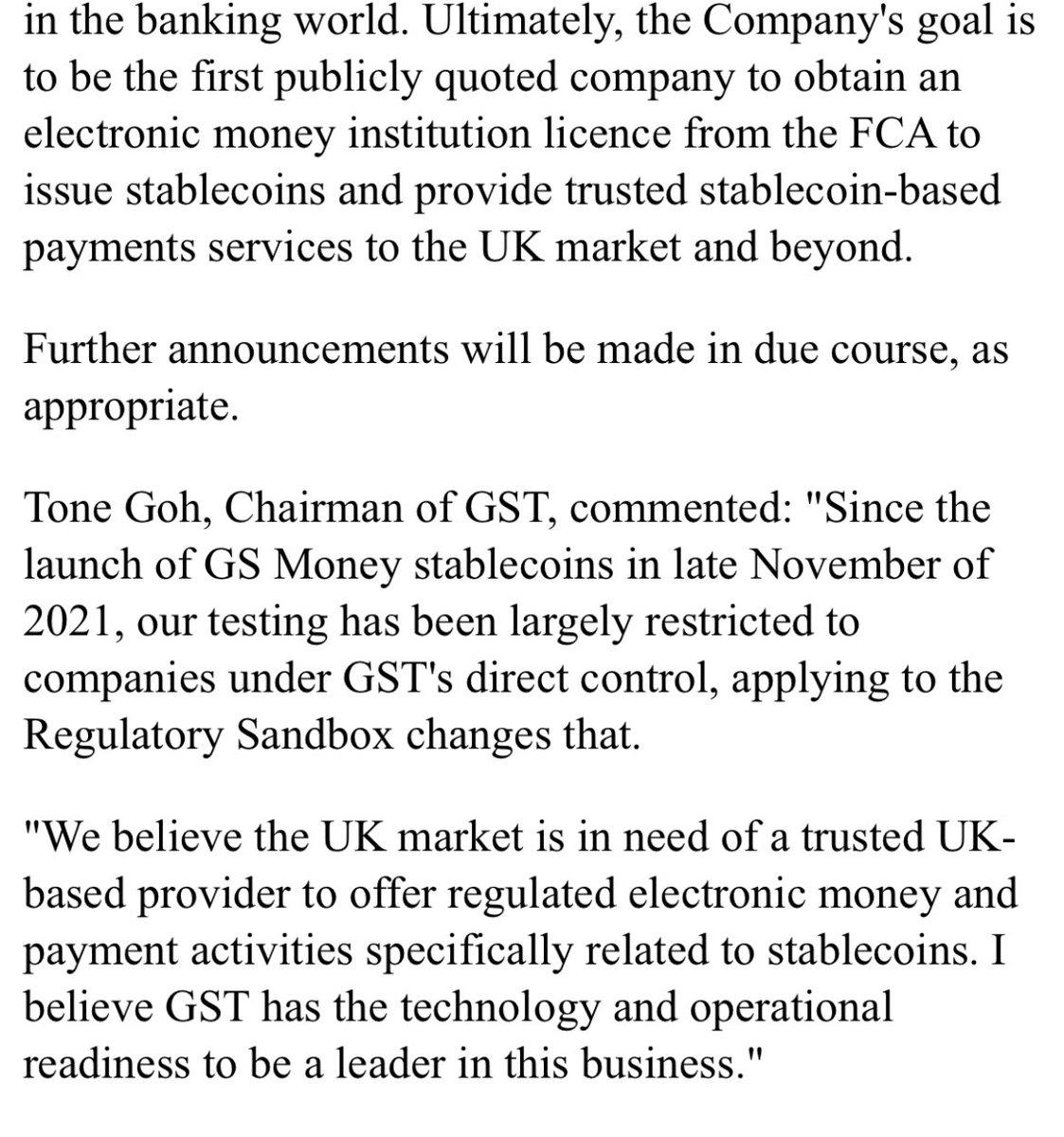 HTrader64's tweet photo. #gst $gst 

Massive news out today that one of the uk’s largest law firms Pinsent Mason are hired to assist in the FCA Regulatory Sandbox application

GST can become leader and 1st quoted &amp; FCA approved co to issue stable coins &amp; payments in UK &amp; beyond

Incredible news &amp; upside https://t.co/iojEga6k0U