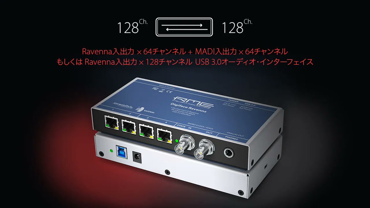 RMEAudioJP's tweet photo. アムステルダムで開催されたIBC2022でAoIP規格RAVENNA及びAES67に対応するポータブルサイズの192 kHz USBオーディオ・インターフェイス「Digiface Ravenna」が発表されました。 

https://t.co/6VWNWndkTx 

#rme #digiface #Ravenna #ネットワークオーディオ #totalmix #digicheck https://t.co/VlQzqEF6Gm