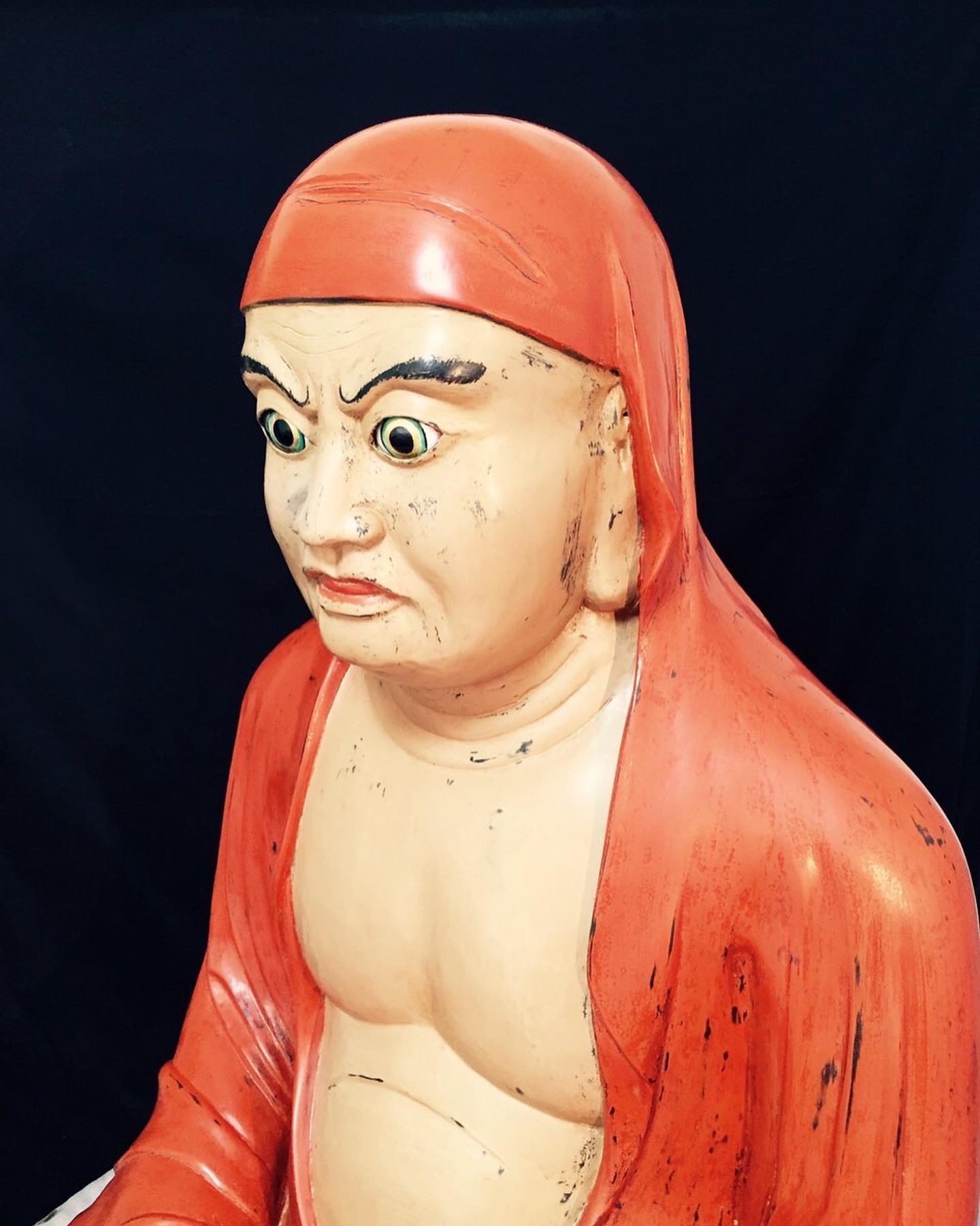 希少 木製 一刀彫 達磨大師 在銘 佛国高泉作 高泉性潡 黄檗 明時代