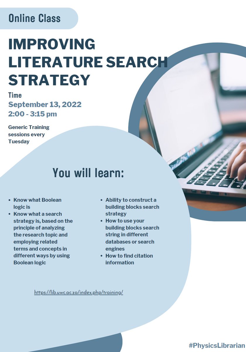 PhySciLibUWC's tweet photo. Join us at 2pm! Register here: https://t.co/LhJVZNUKM9
@UWConline @UwcResearch @UWCSciences #PhysicsLibrarian #UWCLibraries https://t.co/wj39CgKNQA