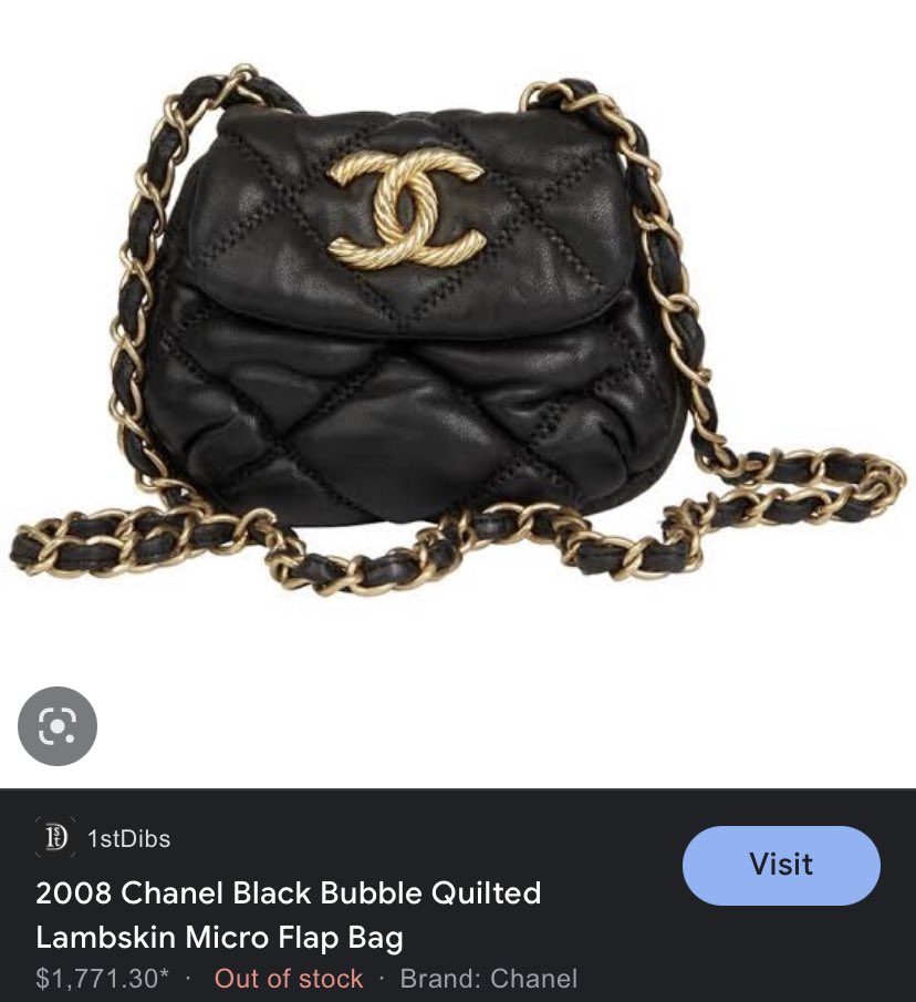 2008 Chanel Black Bubble Quilted Lambskin Micro Flap Bag at 1stDibs