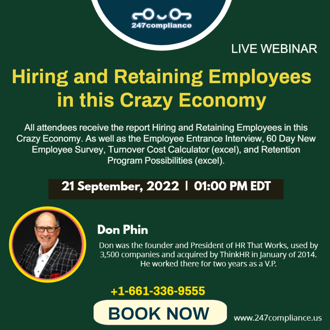 247_compliance's tweet photo. The economy is rapidly growing but employers are faced with the consequences of the Great Quit, demand for higher wages, and flexibility.
https://t.co/IErh2OIEhJ
#webinar #livewebinar #livetraining #hiring #retainingemployees
#crazyeconomy #hr https://t.co/QoBSTR6GVm