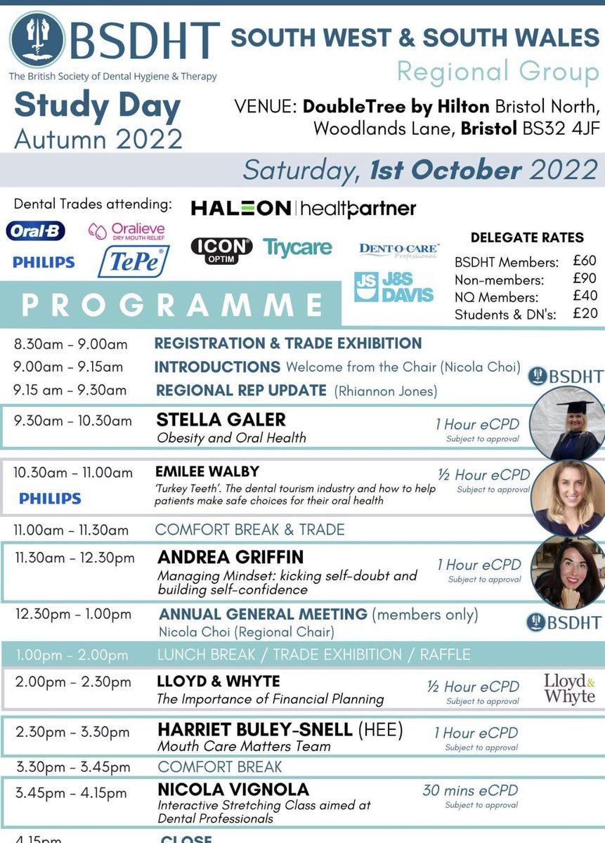 Last chance to book for our Autumn Study Day in Bristol. Open to the whole team. 🤗 🦷🪥eventbrite.co.uk/e/south-west-s…