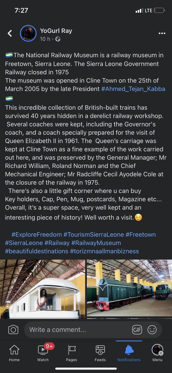 RayYogurl's tweet photo. The National Railway Museum is a railway museum in Freetown, Sierra Leone. The Sierra Leone Government Railway closed in 1975. it’s a super space, very well kept and an interesting piece of history! Well worth a visit.☺️ 
#explorefreedom #TourismSierraLeone #Torizmnaallmanbiznes https://t.co/wi1BO5hpWa