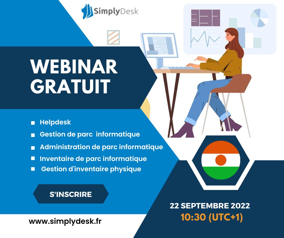 SimplyDesk's tweet photo. Nous organisons un nouveau #séminaire en ligne jeudi le 22 Septembre à 10h30 (UTC+1) pour présenter nos modules. N’hésitez pas à vous joindre à nous en vous inscrivant via ce lien : https://t.co/mXdT9ohG5G
#simplydesk #webinar #helpdesk #itassetmanagement https://t.co/j1M1sMeXbK