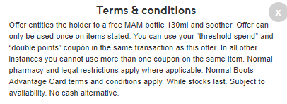 kriscross87's tweet photo. @BootsHelp Hi @BootsUK. @BootsHelp thanks for the update. The MAM bottle is part of the Boots Parenting Club offer expiring 4/10/22 and still advertised within my account. What alternative is being offered to expecting parents? https://t.co/Kyg6tT3ASU