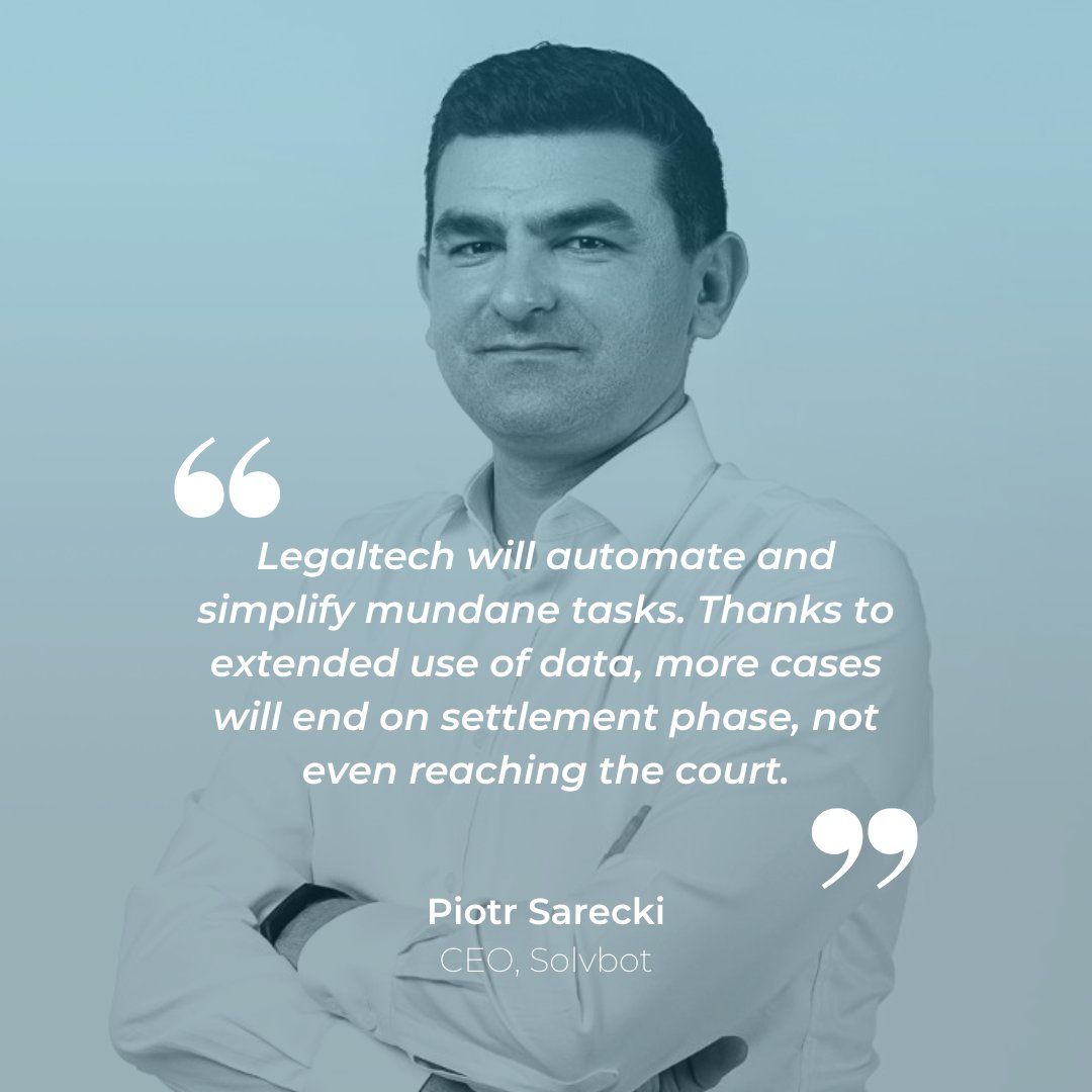 Glegaltechhub's tweet photo. ๐ฃ Piotr Sarecki, CEO #Solvbot believes legaltech will simplify mundane tasks giving time to lawyers to regain their human touch with their clients while the extended use of data will improve the average time of proceedings.
#GLTHpartners #DigitalTransformation #Legaltech https://t.co/jw0JkSElqT