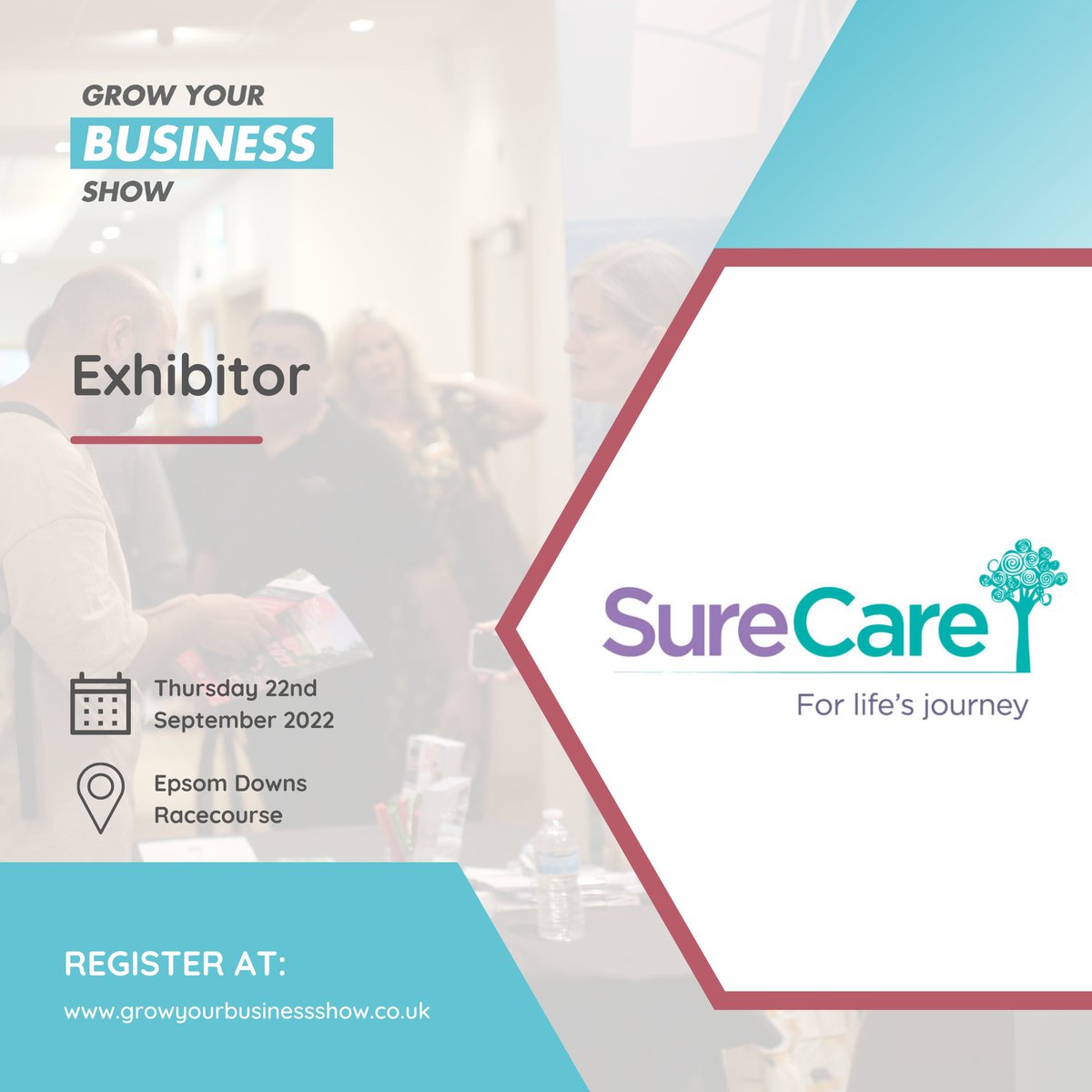 Welcome to @surecareuk

Register your free tickets for the show here...
tinyurl.com/4hn2zna9

growyourbusinessshow.co.uk

#gybsuk #growyourbusinessshow #surecaremidsurrey #homecareservices #businesssupport #business #surrey #surreybusiness #expo #surreyevents #epsomdowns