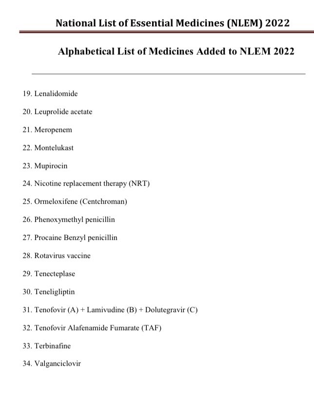 RoyLakshman's tweet photo. …ताकि दवाएँ सस्ती हों।
ये 34 दवाओं की लिस्ट है जिसे Essential Medicine की list में शामिल किया गया है। यानी इनकी क़ीमतों पर नियंत्रण रहेगा। 
#NELM 
#PriceControl https://t.co/IiNdofSreL