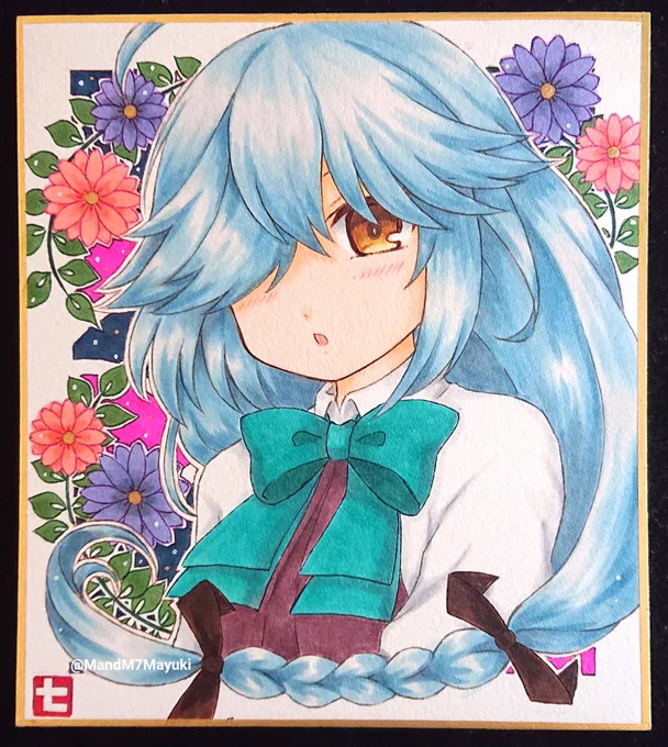 小さい色紙に浜波ちゃん描きました #艦これ  #浜波 