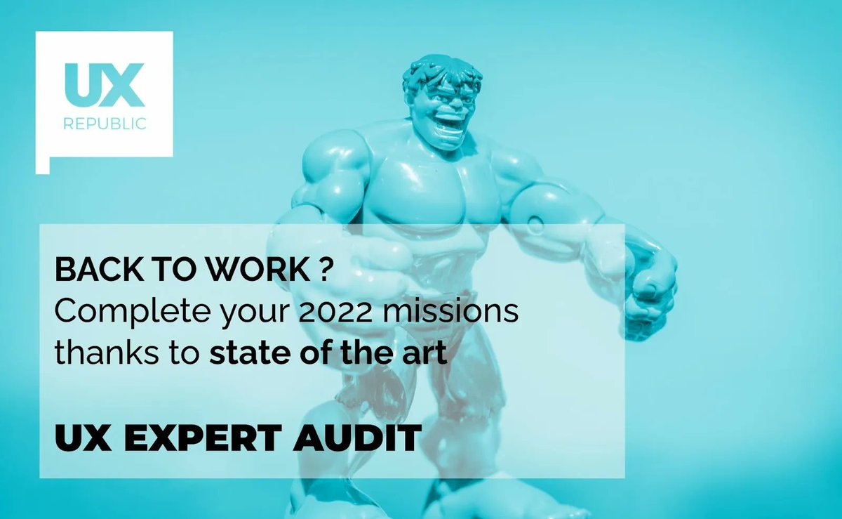 Back 2 Work ? Boucler les projets 2022 et lancer les 2023 en optimisant grâce à des audits UX experts, c'est votre challenge de la rentrée ! Tous les super héros ont un partenaire. @UX-Republic est le votre sur les AUDITS UX. Réussissons ensemble ! buff.ly/2HDD1qY