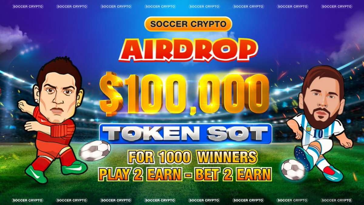 New Airdrop: Soccer Crypto Airdrop
Reward: 100  SOT (~$5)
Distribution date: 10 October, 2022

🔗Airdrop Link: t.me/SoccerCryptoBot

- Complete all tasks of the airdrop
- Submit your BSC wallet address
- For 1,000 Random participants

- Per valid referrals get 10 SOT tokens