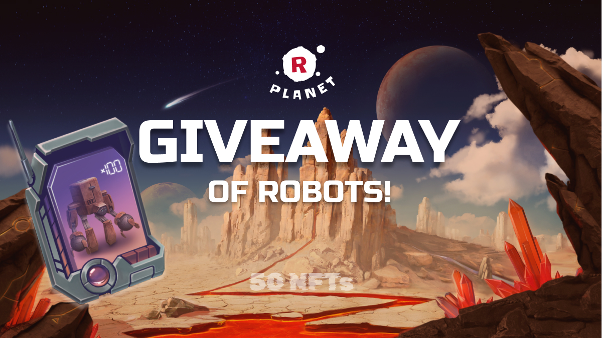 Woo Hoo! Another #GIVEAWAY OF ROBOTS! Our celebration of the 🪐R-Planet MMO alpha launch continues!
To win #NFT of 100 Robots

👉Follow R-Planet on Twitter &amp; Discord
👍Like &amp; RT
👩‍👧Tag 2 Friends

Comment your wax acc.
🏁Ends on September 16 at 14:00 UTC

#NFTGiveaway #game