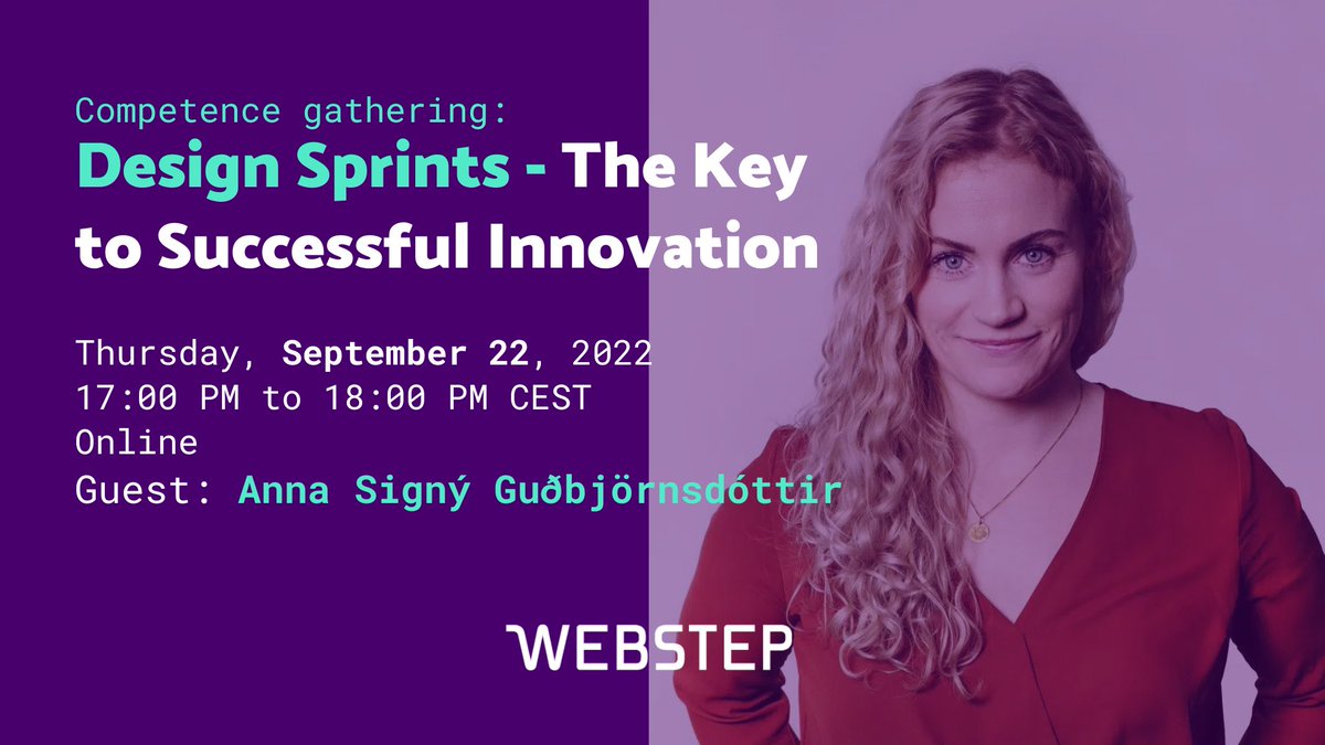 WebstepSE's tweet image. Join #webstep online and learn more about #DesignsSprints! Our guest speaker, Digital Design Expert, Anna Signý Guðbjörnsdóttir will share her methods and pro tips on how to run successful Design Sprints. 

Don&apos;t miss out, Sign up here 👇

meetup.com/webstep-stockh…

#womenintech