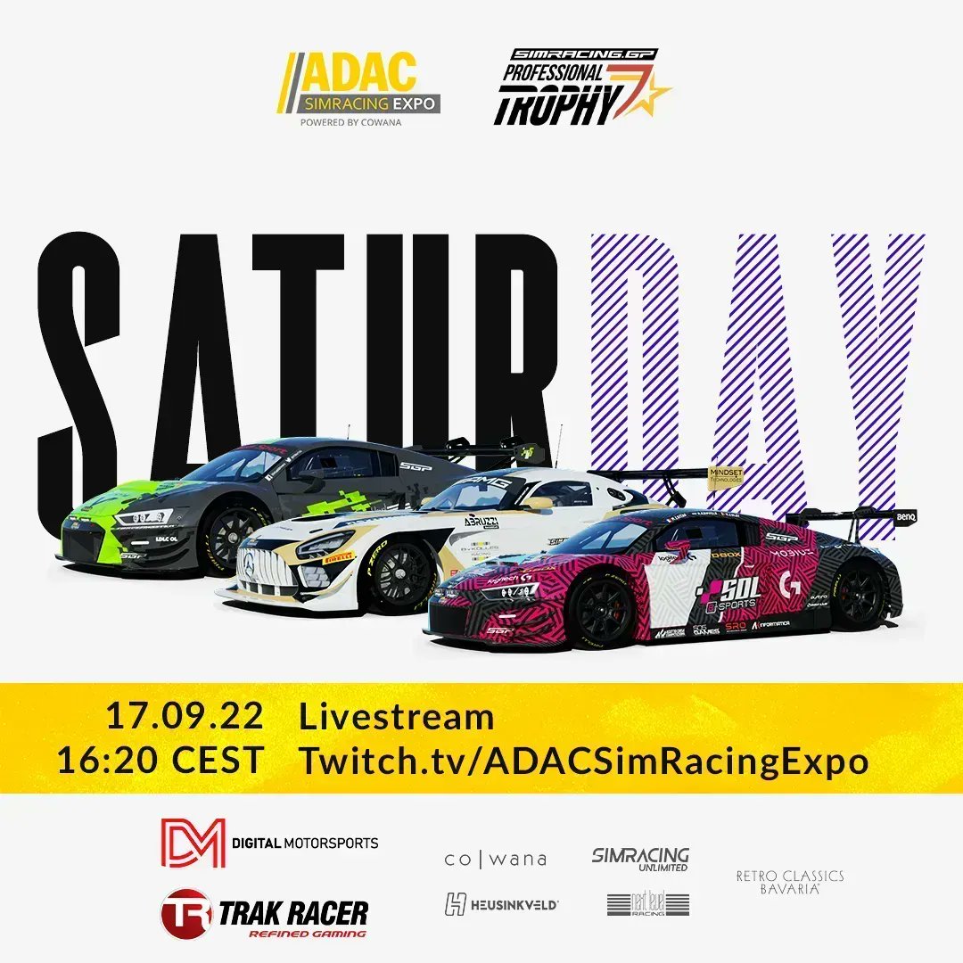 SimRacing Expo (@simracingexpo) on Twitter photo This Saturday it is time for the third round of the #ProfessionalTrophy by <a href="/SimracingGP/">Simracing.GP</a> 🔥 As always, #SpaFrancorchamps promises great racing - tune in to see the top teams battle for important points!
🔴simracing.link/sre-twitch
🔴simracing.link/sre-youtube
#Road2SRE #SimRacingExpo This Saturday it is time for the third round of the #ProfessionalTrophy by <a href="/SimracingGP/">Simracing.GP</a> 🔥 As always, #SpaFrancorchamps promises great racing - tune in to see the top teams battle for important points!
🔴simracing.link/sre-twitch
🔴simracing.link/sre-youtube
#Road2SRE #SimRacingExpo