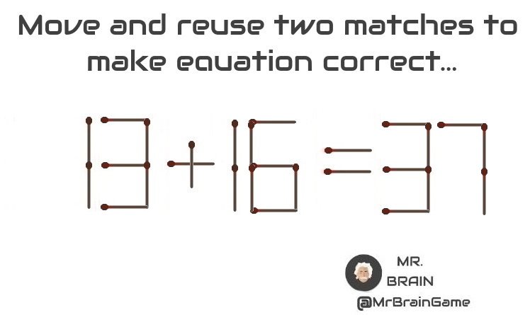 MrBrainGame's tweet photo. #matches #puzzle #MrBrainGame #math https://t.co/nl56lzUmcQ