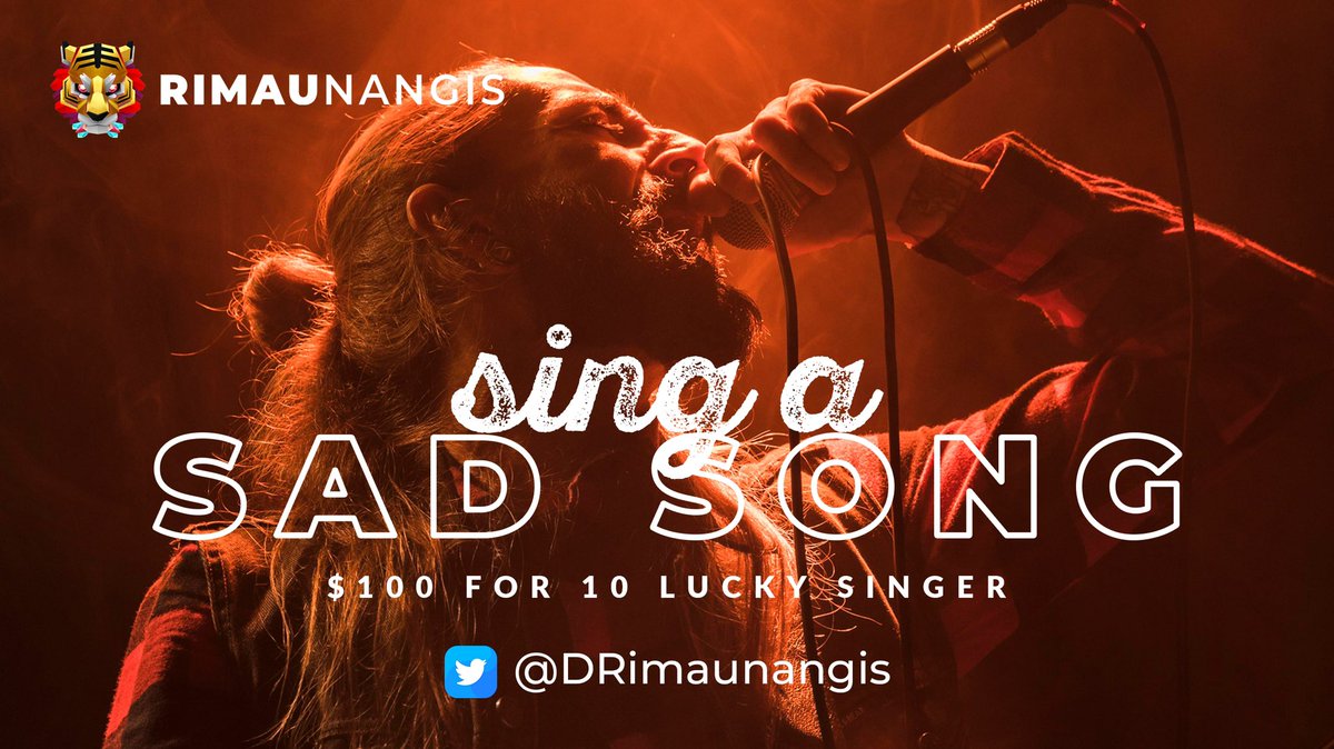 RimaunangisRXT's tweet photo. "Hey RN, play sad song" It's time for you to pour your heart out! 
$100 - 10 lucky singer
Venue : Twitter @DRimaunangis
Tonight, 9pm GMT+8
Requirements to participate : Follow (send proof!)
QRT : #RimaunangisDLLC #sadsong https://t.co/QLpogpdR4F