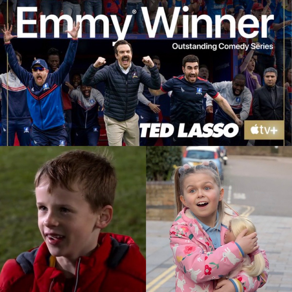 Congratulations Ted Lasso! 
Super proud of our brilliant Gus and Elodie who are part of the ensemble cast as Henry and Phoebe. 
#Emmys2022