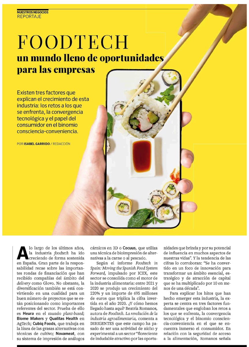 lideditorial's tweet photo. "Foodtech: Un mundo lleno de oportunidades".
@beatrizromanos, autora de #Foodtech. La gran revolución de la industria agroalimentaria, nos lo cuenta vía @DirigentesDg 
¡Muchas gracias @IsabelGarridoM! 

#FoodtechLibro @techfood_mag @AlmuzaraLibros https://t.co/tM7qcxYhz7