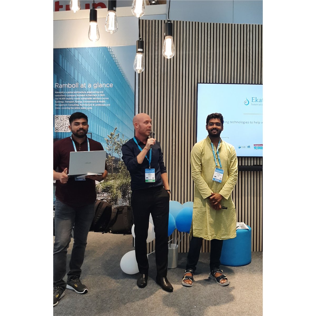 EkatvamI's tweet photo. September 12
2nd Day of the World Water Congress &amp; Exhibition.
The co-founders passionately pitch Ekatvam's solution to a potential audience and interact with various industries.
#ekatvam #water #watersaving #wtermanagement #ramboll #denmark #teamindia #india #tata #tatatrusts https://t.co/oinSWv8qMN