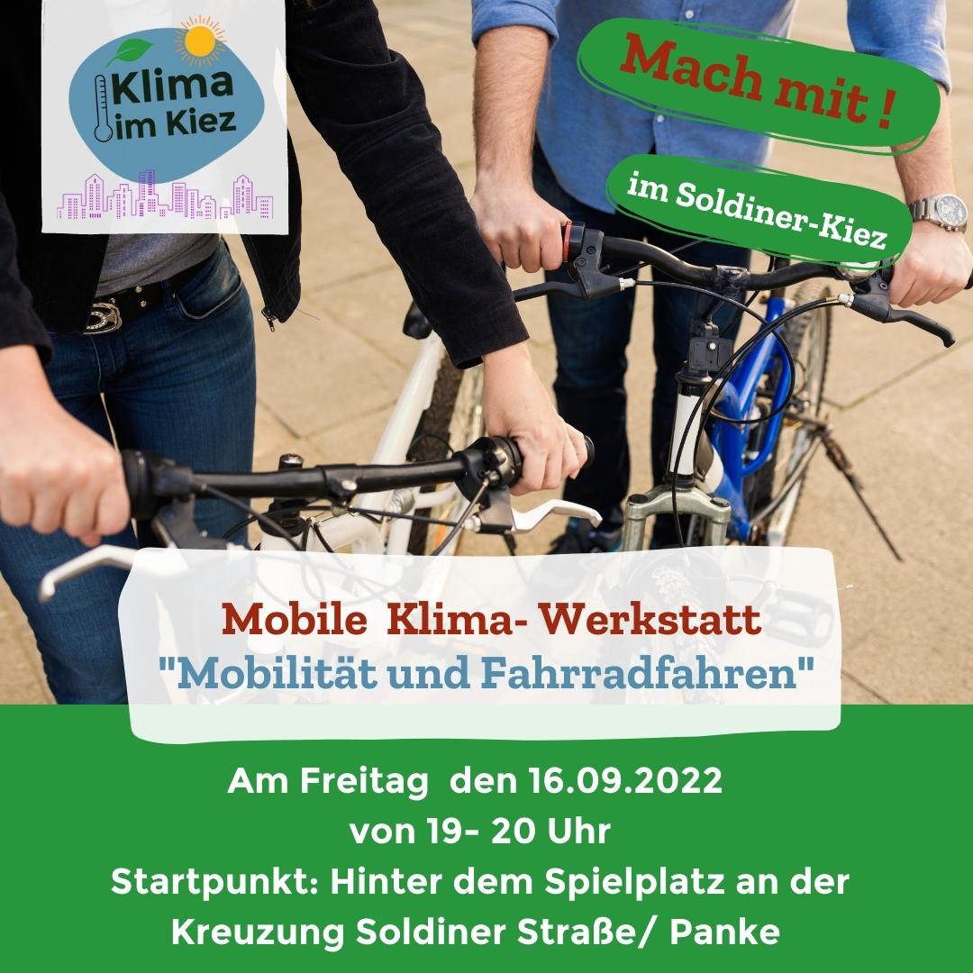Veranstaltungstipp:
Mobile Klimawerkstatt mit dem Soldiner Klimaprojekt "Klima im Kiez" am Freitag, 19-20 Uhr!
Thema: Mobilität und Fahrradfahren 👉Mach mit!

himmelbeet.de/veranstaltung/…
#mobileklimawerkstatt #soldinerkiez #mobilität  #fahrradfahren #verkehrswende #soldinerklima