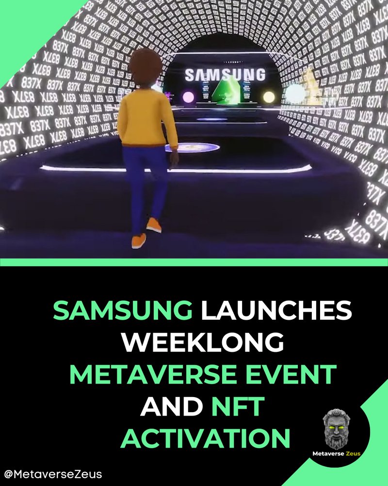 MetaverseZeus's tweet photo. Today, Samsung starts its "Discover Samsung" event, which will last for a week and include NFTs and a scavenger hunt through their Discord community.
#samsung #samsungmetaverse #decentraland
https://t.co/S4Ui5PP4l8 https://t.co/tKl8QFjACy