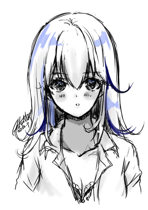 シャツはだけチラ胸JKらくがき#オリジナル #一次創作 #JK #チラリズム 