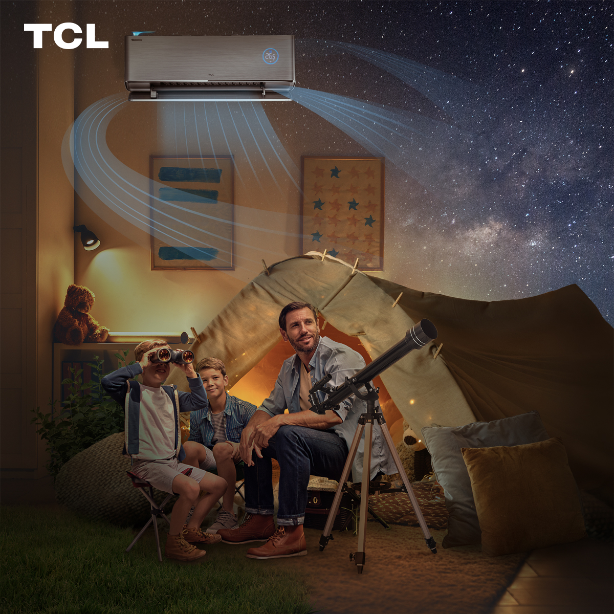 TCL_Global's tweet photo. How does an escape from the city with your loved one sound? ⛺️The new #TCL #FreshIN_AC filters air from the outdoor and turn your home into a nature dreamland. Family bonding has never been easier! 🧸🌠
#UnlimitedFresh
#TCLInspireGreatness
👉🏻https://t.co/IFMUwAYREM https://t.co/0Nj4SNLK8s