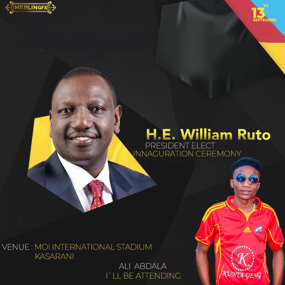 GengKunta's tweet photo. I will be attending @WilliamsRuto inauguration ceremony congratulations The president of the republic of Kenya . https://t.co/anXQsNxdU8