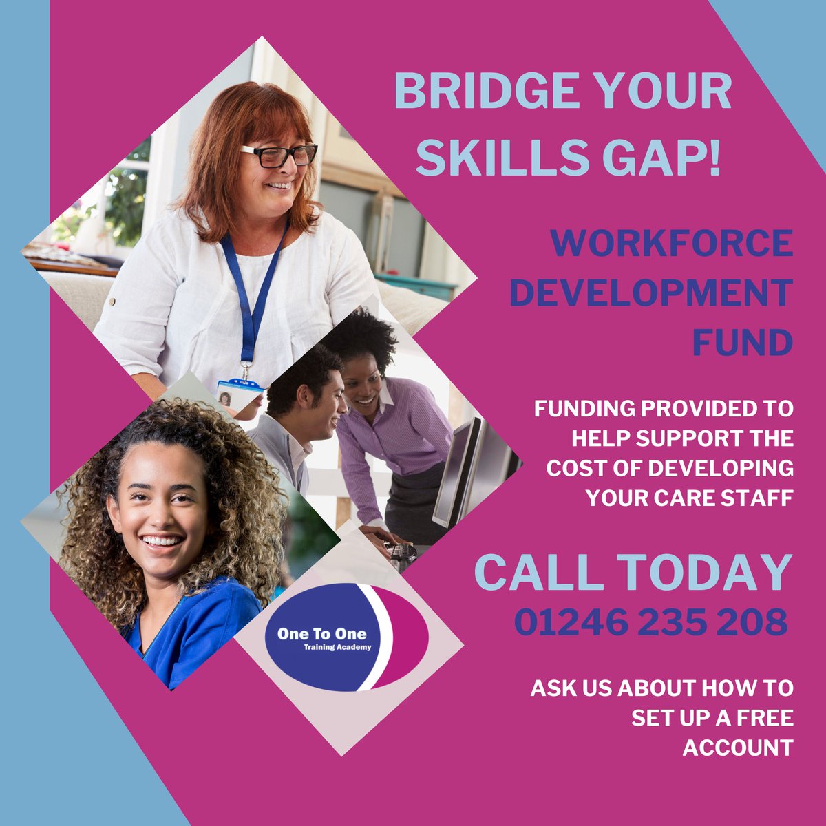 OneToOneSupport's tweet image. #AlternativeToApprenticeships
Are you looking to up-skill your care staff?
The Workforce Development Fund 22/23 now available to all care providers, providing funding to help support the cost of staff development.
Call 01246 235 208 and ask us about how to set up the free account