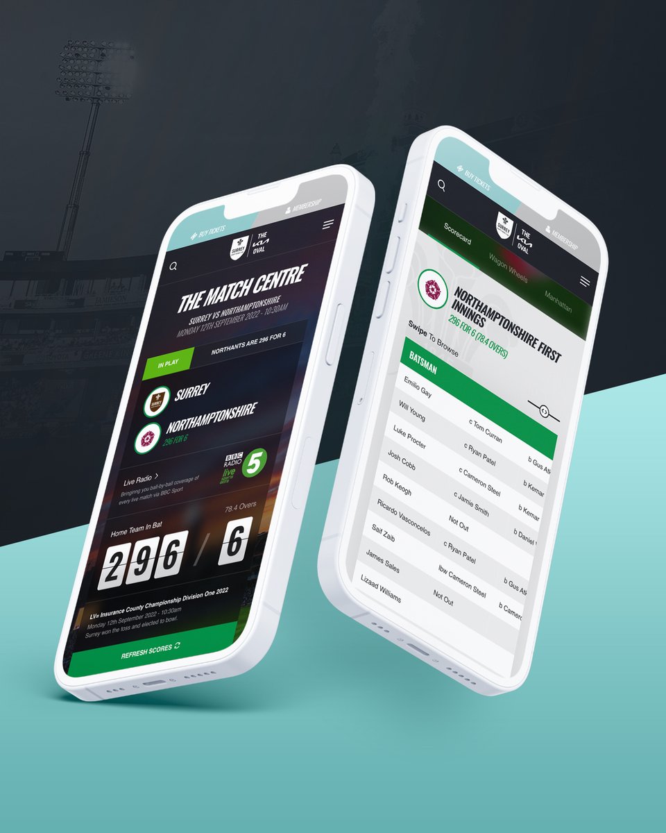 𝗟𝗜𝗩𝗘: 𝗠𝗔𝗧𝗖𝗛 𝗜𝗡 𝗣𝗟𝗔𝗬!⁣
Follow the action in our new live match facility, as <a href="/SurreyCricket/">Surrey Cricket</a> take on <a href="/NorthantsCCC/">Northamptonshire CCC</a>! 🏏🏟️⁣
⁣
🍌 View our full case study:⁣
blayneypartnership.co.uk/work/the-kia-o…⁣
⁣⁣
#SurreyCricket #Northants #KiaOval #BuiltByBlayney #WebDesign
