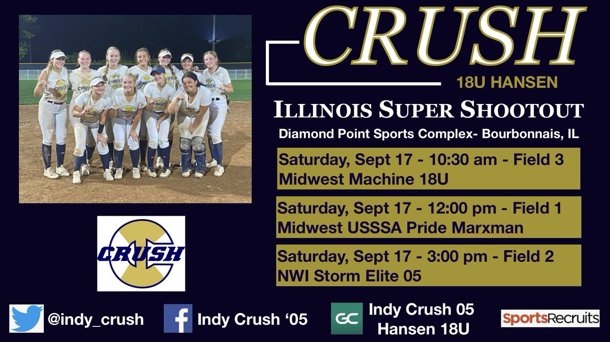 Ready for another weekend of softball!  Let’s go Crush!! 🥎