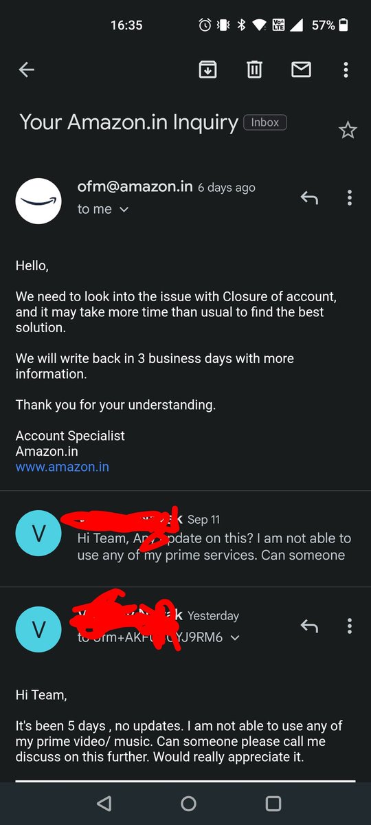 vabi2201's tweet photo. @amazonIN its been 7 days my prime has been blocked for unknown reason.there has been no communication on this,i have requested sever call me back request but all in vain.can someone please help here ?am nt able to use prime video and music.please help here respect your customer https://t.co/aasgN5q1Mt