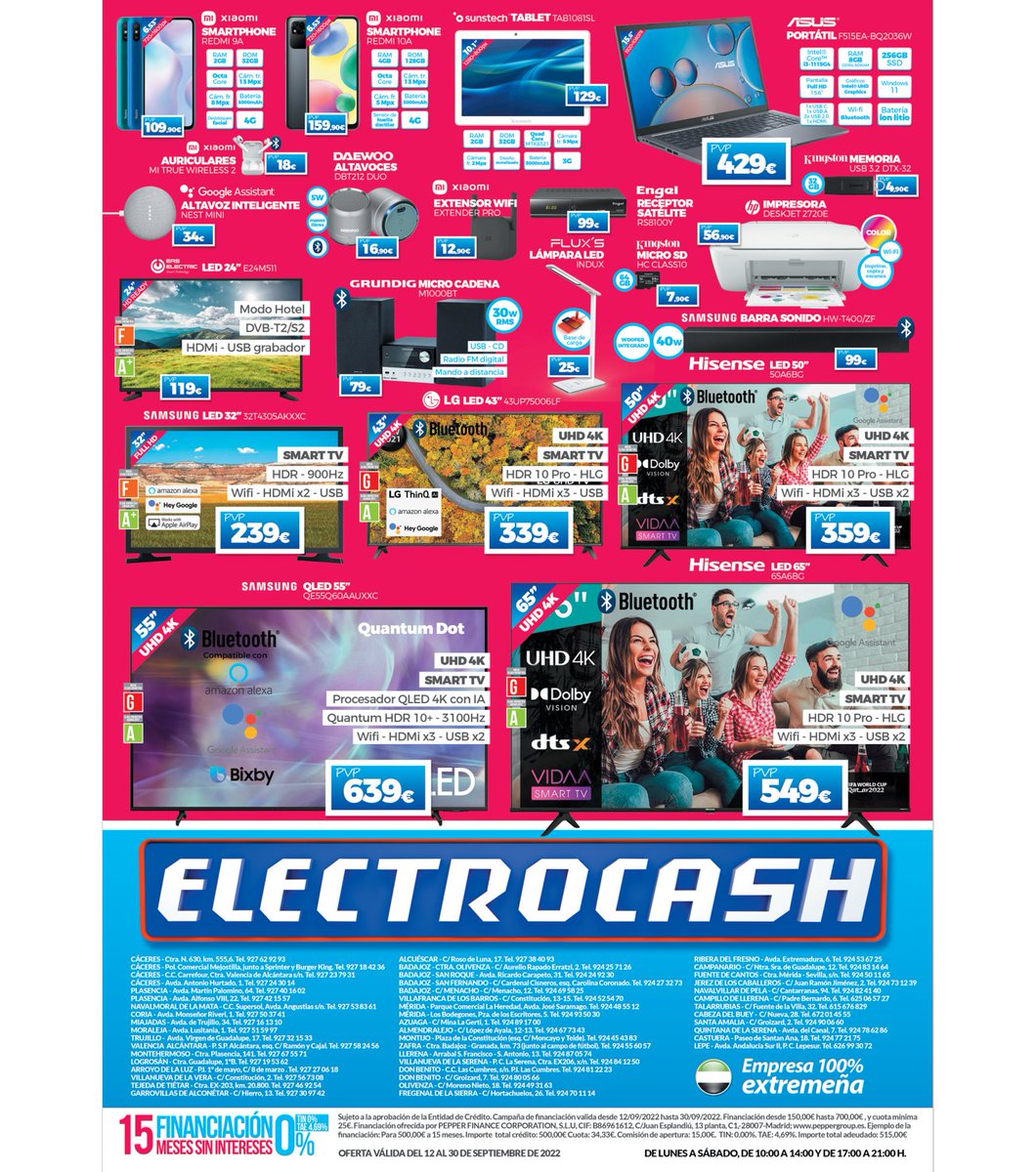 electrocash's tweet photo. Tenemos en ELECTROCASH un catálogo de productos a precios increíbles. ‼️Queremos hacerte más fácil la vuelta al cole‼️
#vueltaalahorro #vueltaalcole #electrocash #empresa100x100extremeña
https://t.co/oqq8RdgIL5 https://t.co/gY4xmx5Q8a
