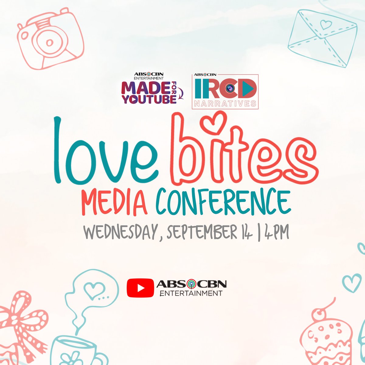 ABSCBN's tweet photo. Muling maniwala sa FOREVER!💕

Samahan ang mga bituin na bibida at magpapakilig sa mga real-love life stories this Wednesday sa #LoveBitesMediaCon | 4PM LIVE on ABS-CBN Youtube Channel! #RCDNarratives #MFYT #LoveBites #LoveBitesMFYT https://t.co/xR1CZjRQkB