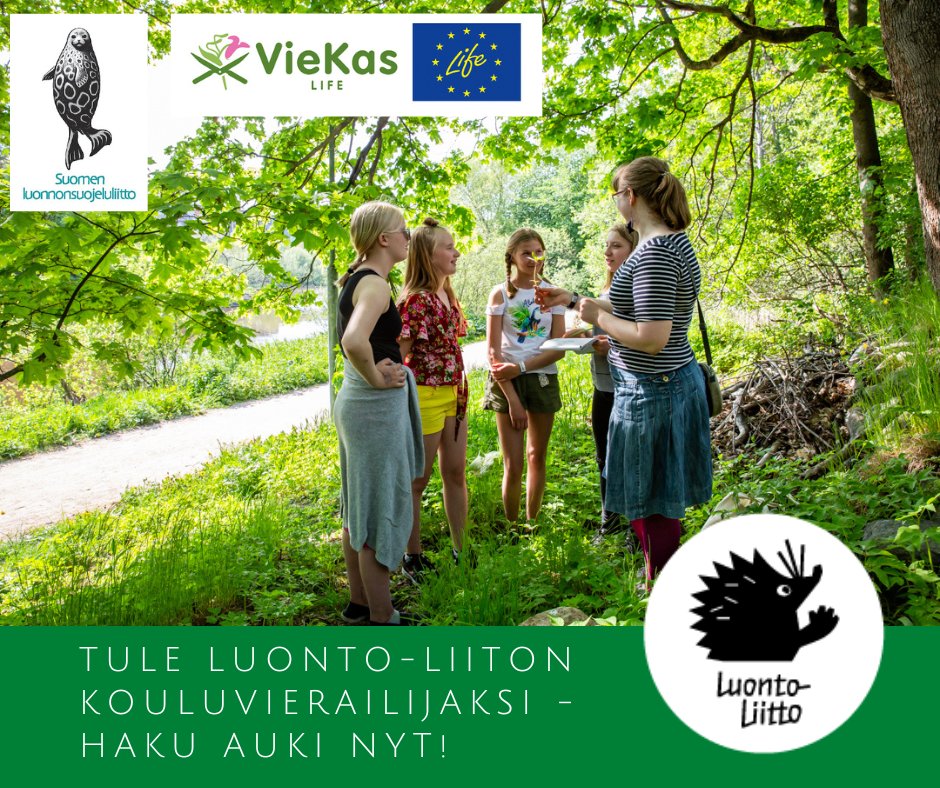 VieKasLIFE's tweet photo. Haku @luontoliitto:n vieraslajiteemaiseen kouluvierailukoulutukseen on auki!  
Kouluvierailijana pääset tekemään kiinnostavaa keikkatyötä Suomen yläkouluissa osana @luonnonsuojelu:n  VieKas LIFE -hanketta. Lisätiedot ja ilmoittautuminen https://t.co/RIhfjjL84G
#vieraslajit https://t.co/ZLUVd2yN55