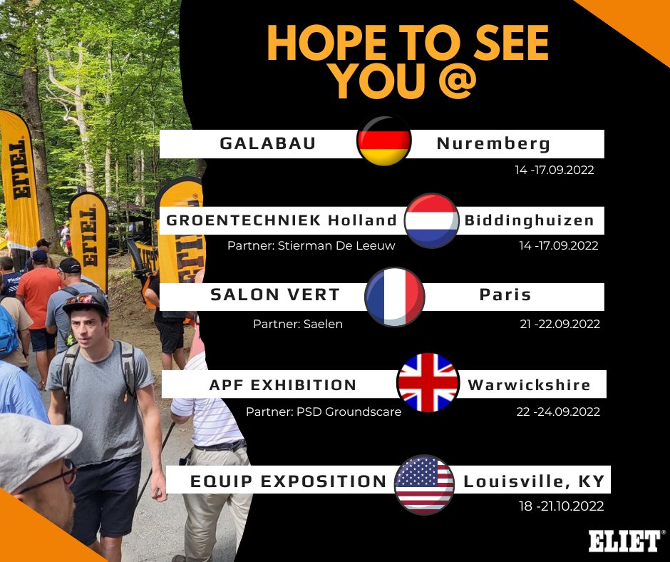 This month you can meet ELIET during several major trade fairs in Europe and the USA. First stop: Galabau in Nuremberg and Groentechniek Holland in the Netherlands.