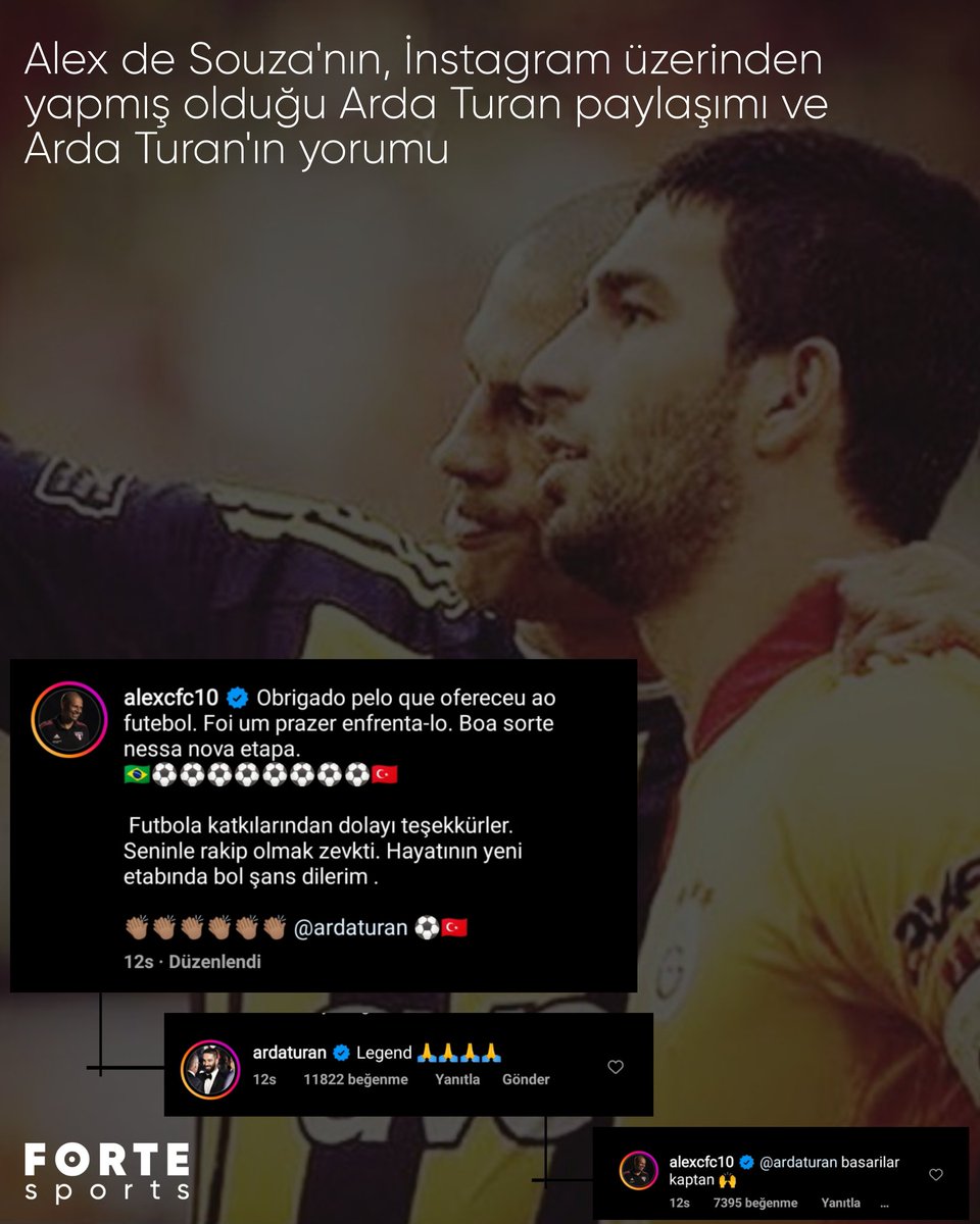 fortesports1's tweet photo. Alex de Souza'nın, İnstagram üzerinden yapmış olduğu Arda Turan paylaşımı ve Arda Turan'ın yorumu ⬇️ https://t.co/kGENnu9hEx