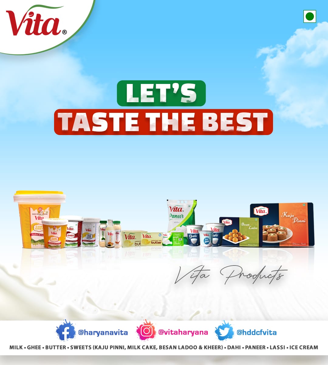 HDDCFVITA's tweet photo. Let's Taste the Best
#vitaproducts #vitaproduct #vitasweets #vitacowghee #vitafamily #vitaharyana #vitadiary #vita https://t.co/IQVG9xjsv5