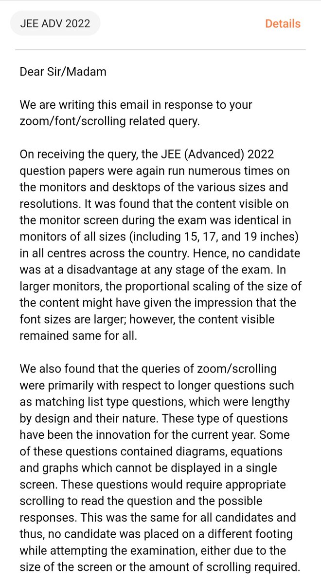 AmanSirmaur's tweet image. @iitbombay @DG_NTA @dpradhanbjp @EduMinOfIndia @supersiri20 @anubha1812
Fully disappointed by the reply of IIT Bombay to my mail. Just take a look at it what they said.
Shame on you IIT Bombay.
#JEEAdvanced2022
#JEEAdvanced2022Result
#JEEAdvancedResult2022
#JEEAdvtechnicalissue