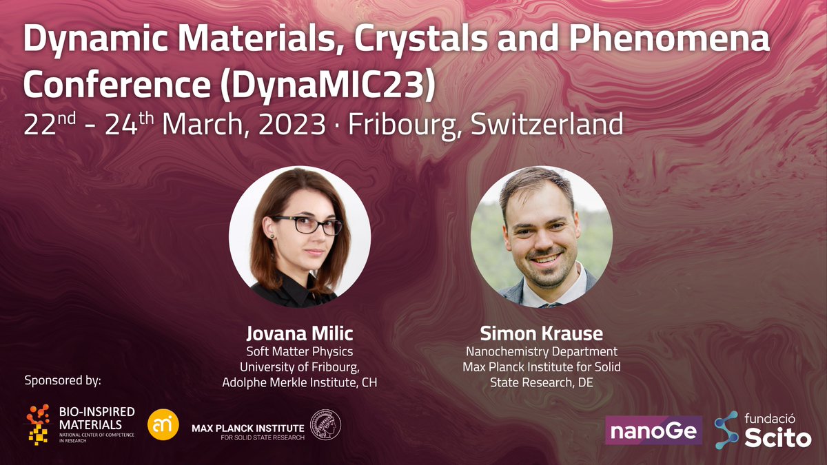 Registrations are open!! Do not miss the opportunity to be part in the "#DynamicMaterials, #Crystals and #Phenomena Conference" #DynaMIC23

📆 22nd to 24th of March 2023. Fribourg, Switzerland

▶️Submit your oral abstracts: nanoge.org/DynaMIC23/home