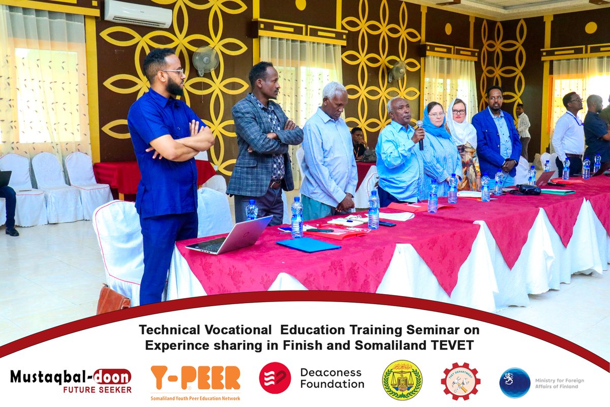 MustaqbalP's tweet photo. The second day of the technical vocational education training seminar is underway, with Somaliland and Finland exchanging knowledge, standardization for TVET, and experiences. #Somaliland #TVETDevelopment https://t.co/4Aw4174BWx