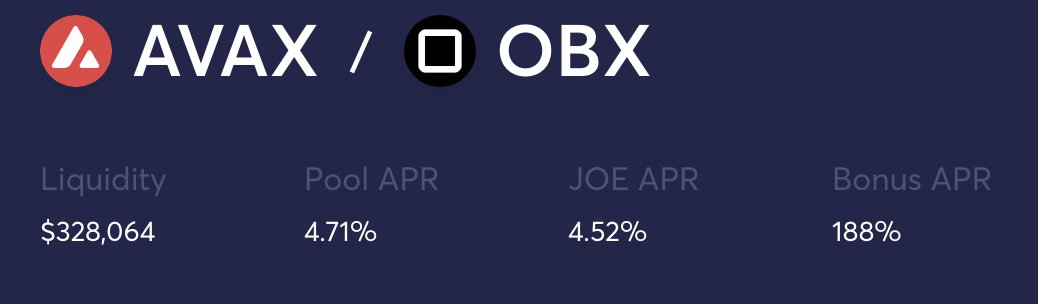 shun_m2e's tweet photo. TraderjoeでOBX/AVAXペアが安定してAPR200%を叩き出してくれているのも嬉しい…🤗
Runbloxの次のゲームもそろそろ出るらしいし、OBXは個人的にかなり期待しています(DYOR/NFA)
詳細は以下の公式ディスコから!
https://t.co/eKkflbt45z
#OBXYieldFarming #RunBlox #OpenBlox #TraderJoe https://t.co/tc99vN0MU5