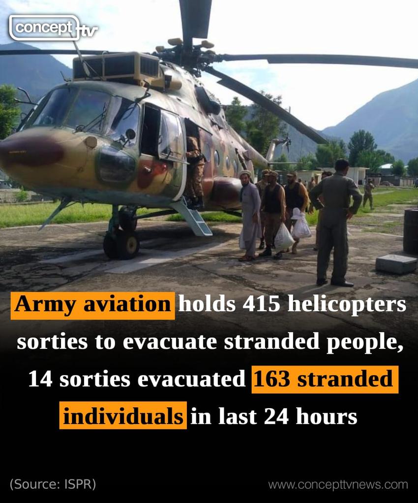 FarooqiKinzaa's tweet photo. Pak Army Aviation held 415 helicopter sorties to evacuate stranded flood victims in Pakistan during the last 24 hours. #PakArmy completes all their tasks without fail.
#PeopleStandwithArmy
#1Nation1Army
#PakistanAResilientNation https://t.co/9xewGN5nZY
