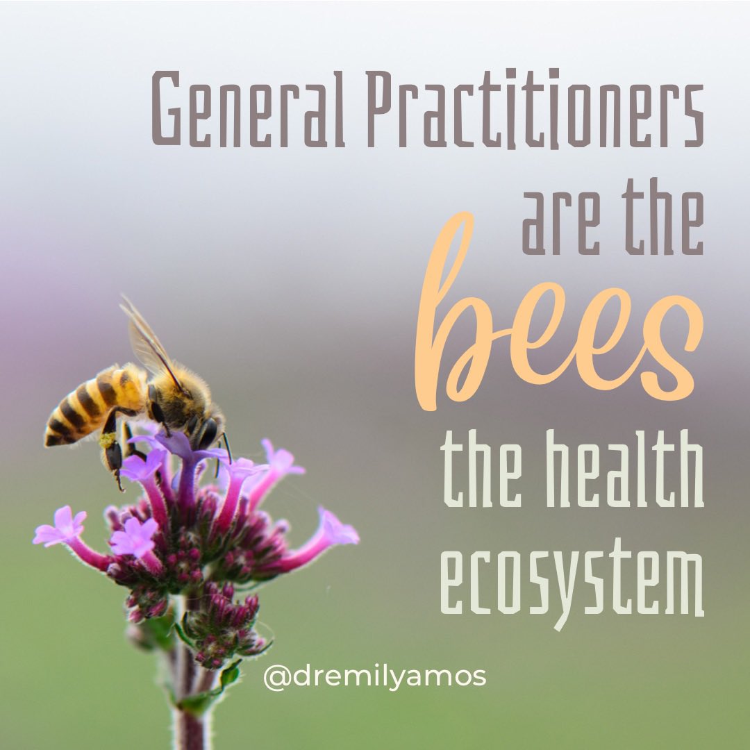 dremilyamos's tweet photo. “General Practitioners are the bees of the health ecosystem”.
What do I mean by this?

General Practice- aka Primary Care- is the bedrock of a healthy, efficient &amp; well functioning health ecosystem. I call it an ecosystem because all of us within the system rely on each other. /1 https://t.co/A0bSYqLgbo