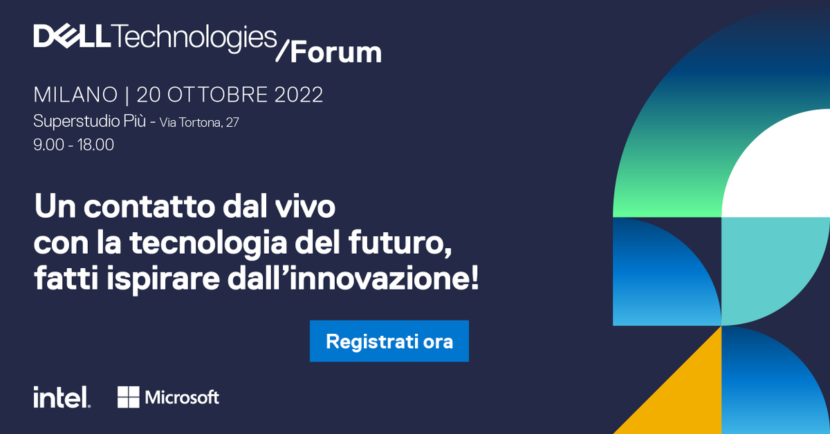 MSottomano's tweet photo. Avete sentito la notizia? 📢 #DellTechForum ritorna un evento dal vivo il #20ottobre a #Milano! Non vediamo l'ora di rivederci! Segnati la data e #RegistratiOra. https://t.co/ZFEhb0Q4UP
#Iwork4DELL https://t.co/PFZRXvO5v8