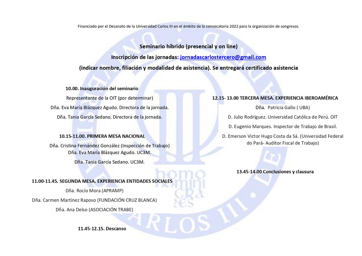 📅El próximo día 20 de septiembre se celebrará en la <a href="/uc3m/">UC3M</a> (campus de Puerta de Toledo) una jornada sobre las incidencias laborales y penales del Plan Nacional contra el Trabajo Forzoso, en modalidad presencial y online. 
mcusercontent.com/58a0da19df827d…
