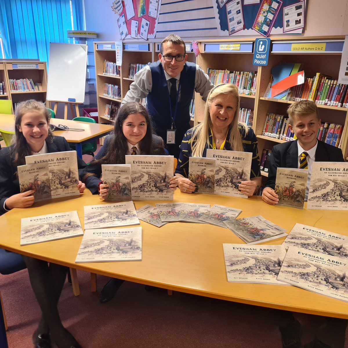 StEgwins's tweet photo. The school was delighted to have a visit from 
@TrustAbbey  and receive copies of books about Evesham Abbey for the school library.

#Love #Respect #Endeavour https://t.co/6m3xSm1RPc