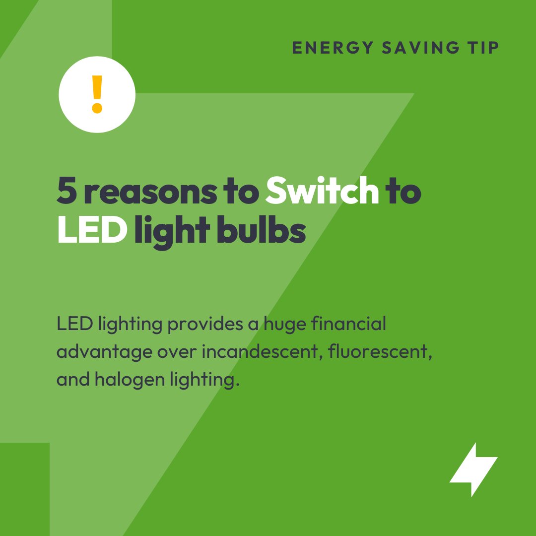 EnergyBuzzUK's tweet photo. 5 reasons to Switch to LED light bulbs
1. Save Money
2. They last longer
3. They are more durable
4. They help the enviroment
5. They provide higher quality of lighting
#energybuzz #energysaving #energy #save #led #businessowner #homeoweners #costofliving https://t.co/8igF2HWA0V